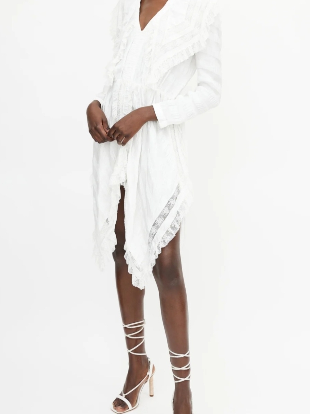 NWOT Orig $1,380 Philosophy🤍di Lorenzo Serafini White Lace Strip High-Low Sz 4 - Picture 11 of 16